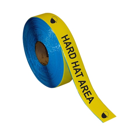 Superior Mark Floor Marking Message Tape, 2in x 100Ft , HARD HAT AREA IN-40-724I